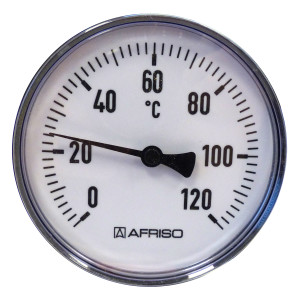 Bimetall-Zeigerthermometer 0-120°C Ø=100mm mit Fühler 150mm